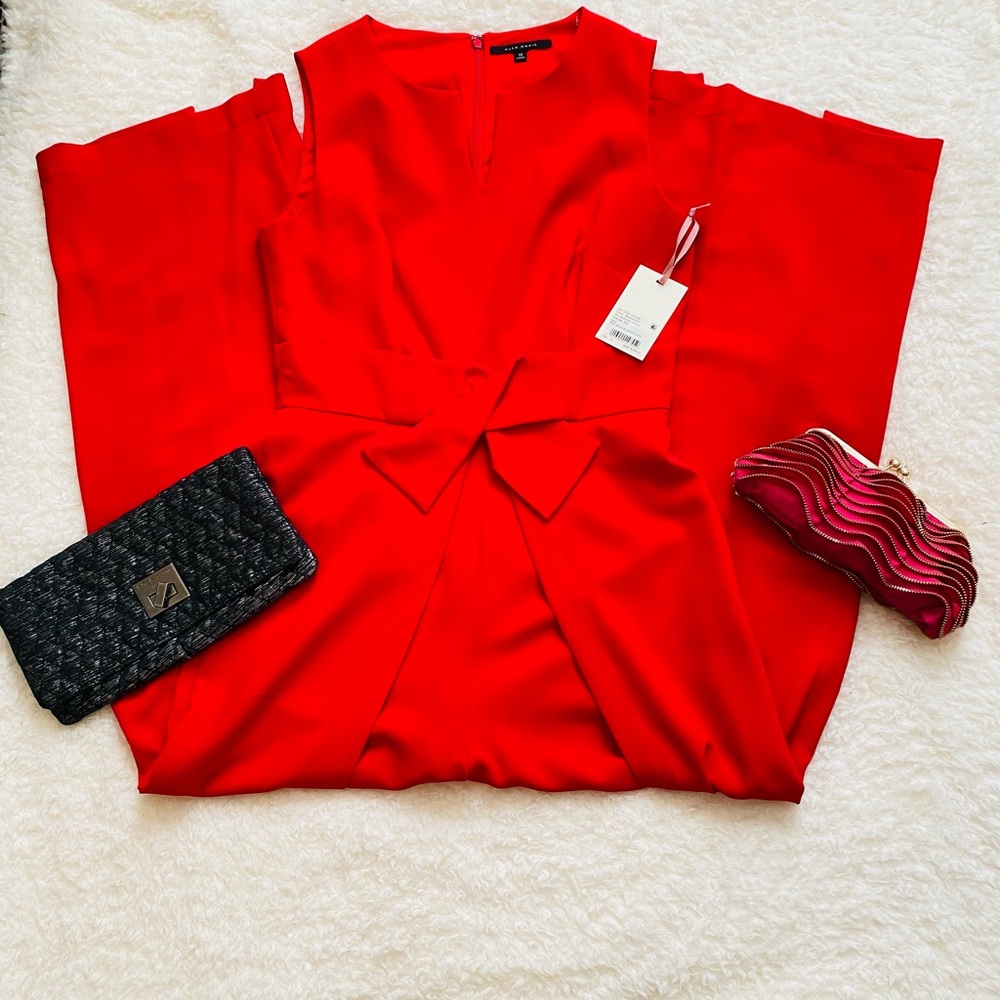 Alex Marie SPA Barbara V-Neck Red Jumpsuit NWT Size 10